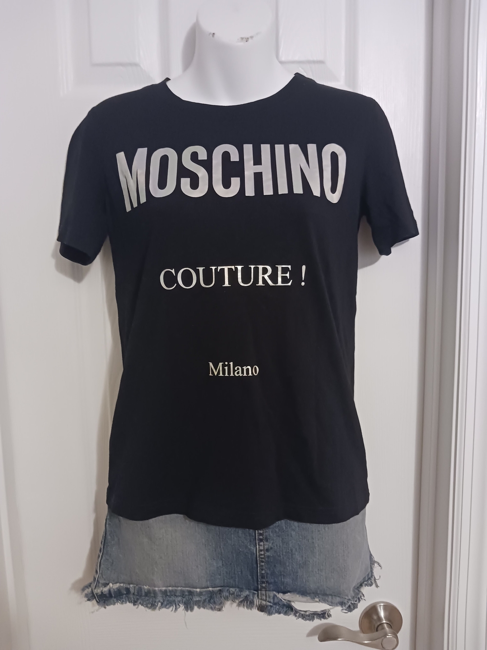 Moschino Black / Silver Logo Tee Women's Size 2